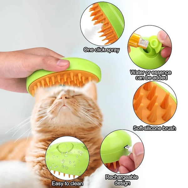 Electric Steamy Pet Grooming Brush